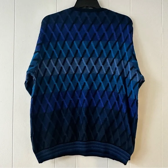 Vintage St. Croix Knits Sweater M diamondjacquard black blue 80s 90s Y2K